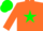 Silk - Orange, green star, green cap
