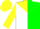 Silk - White and green halves, yellow yoke, yellow bars on sleeves, yellow cap