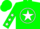 Silk - Green, white star, circle & 'tf', white stars on sleeves, green cap