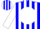 Silk - Blue, 'a' inside white ball on back, 'd' inside white ball on front, white stripes on sleeves