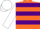 Silk - Orange body, purple hooped, white arms, white cap
