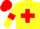 Silk - Yellow body, red cross belts, yellow arms, red armlets, red cap, yellow striped
