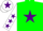 Silk - Green body, purple star, white arms, purple stars, white cap, purple star