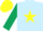 Silk - light blue, yellow star, dark green sleeves, yellow cap