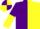 Silk - Purple and yellow (halved), halved sleeves, purple and yellow quartered cap