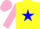 Silk - Yellow, blue star, pink sleeves, pink cap