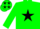 Silk - Green, black star, green sleeves, green cap, black stars