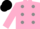 Silk - pink, grey spots, black cap