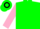 Silk - Green, pink spot, Pink sleeves, Green and Black hooped cap