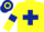 Silk - Yellow, Dark Blue cross belts and armlets, Hooped cap