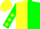 Silk - Yellow and Green halved horizontally, Green sleeves, Yellow stars, Yellow cap