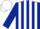 Silk - Dark blue, white stripes, dark blue sleeves, white cap, dark blue peak
