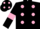 Silk - Black, pink spots, black sleeves, pink armlets, black cap, pink spots
