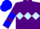 Silk - Purple, light  blue diamond hoop, blue chevrons on sleeves, blue cap