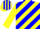 Silk - yellow, blue diagonal stripes, yellow sleeves, yellow cap, blue  stripes