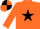 Silk - orange, black star, quartered cap