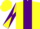 Silk - Yellow, purple 'k&b', purple triangular v panel, yellow & purple diagonal quartered slvs, yellow cap