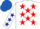 Silk - White, red stars, white sleeves, dark blue stars, royal blue cap