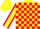 Silk - Yellow and red blocks, yellow sleeves, red seams, yellow cap