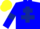 Silk - Blue body, dark blue cross of lorraine, blue arms, dark blue armlets, yellow cap