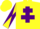 Silk - YELLOW, purple cross of lorraine, diabolo on sleeves, yellow cap