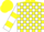 Silk - Yellow, white blocks, white sleeves, yellow hoop, yellow cap