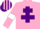 Silk - Pink, purple cross of lorraine, pink sleeves, white armlets, pink and purple striped cap
