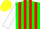 Silk - Green, red stripes, white sleeves, yellow cap