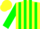 Silk - Yellow, green stripes, yellow and green half sleeves, yellow cap