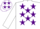 Silk - White body, purple stars, white arms, white cap, purple stars