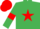 Silk - emerald green, red star, armlets and cap