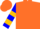 Silk - Fluorescent orange, blue trim on gold zigzag, gold zigzag hoops on sleeves