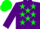 Silk - Purple body, green stars, purple arms, green cap