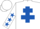 Silk - White, royal blue cross of lorraine, royal blue stars on sleeves, white cap