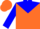 Silk - Orange, blue yoke, blue 'r', blue bars on sleeves