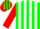 Silk - Green, red and white stripes, red sleeves