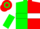 Silk - Green and red halved horizontally, white hoop, green and red halved sleeves, white armlet, white and green halved cap, red hoop