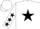 Silk - White, black star, white sleeves, black stars on white cap