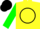 Silk - Yellow, black circle, green sleeves, black cap