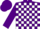 Silk - Purple, white blocks, black racehorses on white oval, purple cap
