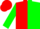 Silk - red and green halved horizontally, green sleeves, red cap
