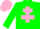 Silk - Green, Pink cross of Lorraine and cap