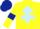 Silk - yellow, light blue cross of lorraine, dark blue armlets and cap
