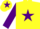 Silk - Yellow, purple star & sleeves, purple star on cap