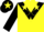 Silk - Yellow, black chevron, yellow stars on black sleeves, black cap, yellow star and peak