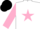 Silk - White, Pink star and sleeves, Black cap
