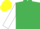 Silk - EMERALD GREEN, white sleeves, yellow cap