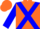 Silk - orange, blue cross sashes, blue sleeves