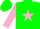 Silk - green, pink star, pink sleeves, green cap