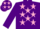 Silk - purple, pink stars, purple sleeves, pink hoops, purple cap, pink stars